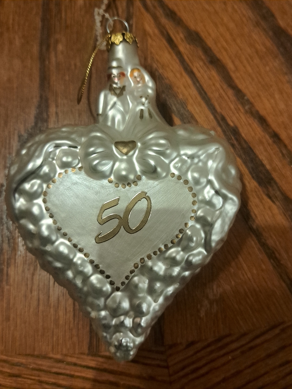 Vtg. Style-  Commerative 50th Anniversary Heart Shaped Ornament/Decoration
